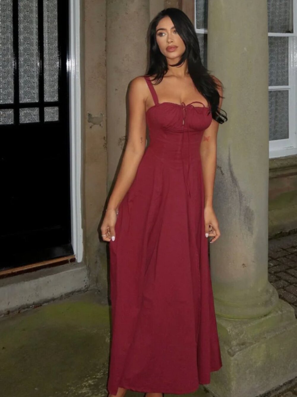 New with Tags - Burgundy Corset Waist Maxi Dress - Size Medium